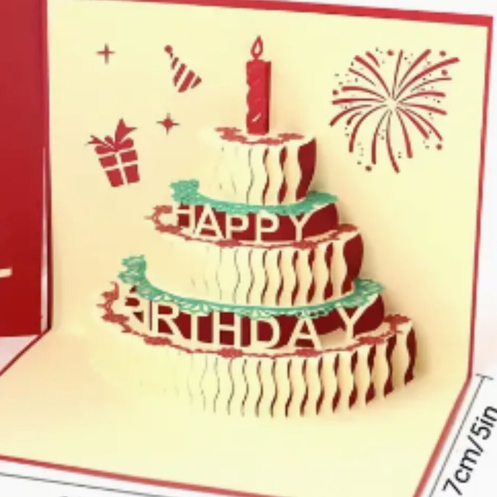 Birthday Card  POP UP 3D Candle Cake Birthday  Design